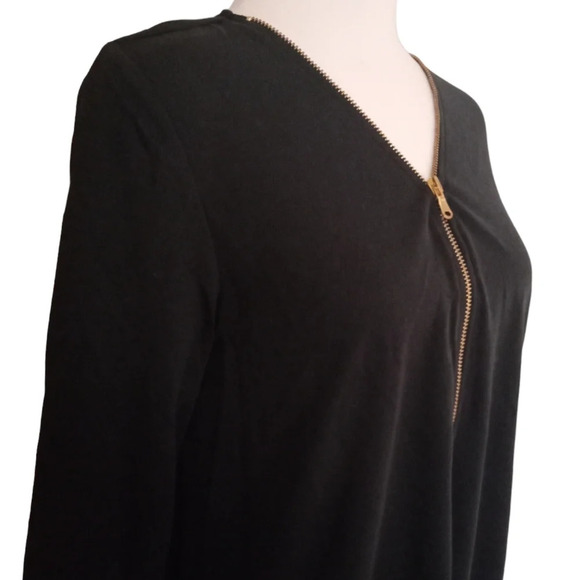 Soft Surroundings Black Tunic Top Gold Zipper Modal Blend Size XS - Picture 3 of 6